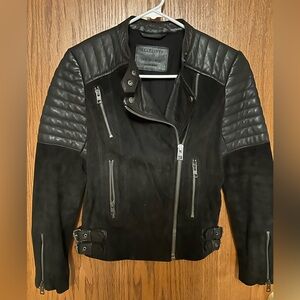 All Saints 100% Black Leather Jacket, size XS